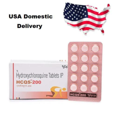 Box of Hydroxychloroquine 200mg tablets for domestic US to US shipping
