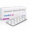Ivermectin 20mg Covilife-20 antiparasitic tablets box and blister pack.